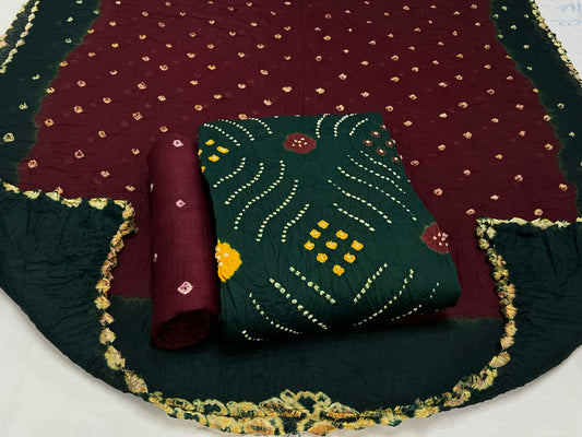 Best quality Bandhani Cotton Suit Set with Cotton Dupatta