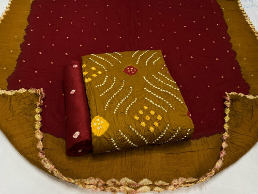 Best quality Bandhani Cotton Suit Set with Cotton Dupatta