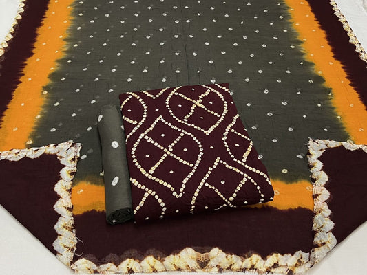 Best quality Bandhani Cotton Suit Set with Cotton Dupatta
