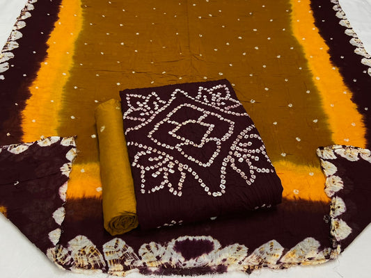 Best quality Bandhani Cotton Suit Set with Cotton Dupatta
