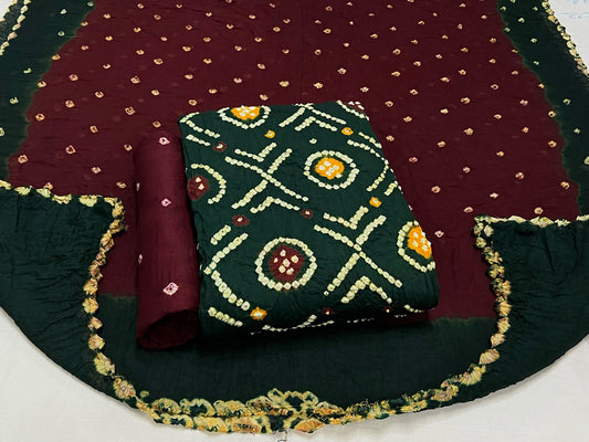 Best quality Bandhani Cotton Suit Set with Cotton Dupatta