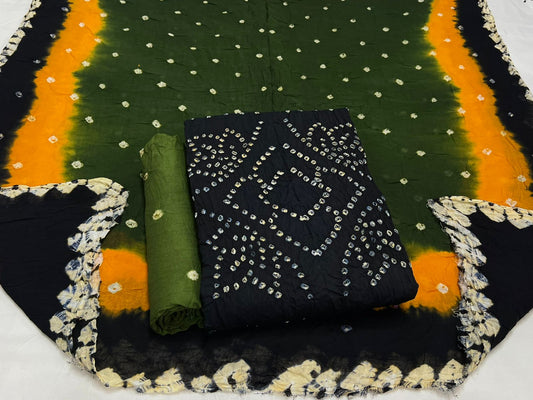 Best quality Bandhani Cotton Suit Set with Cotton Dupatta