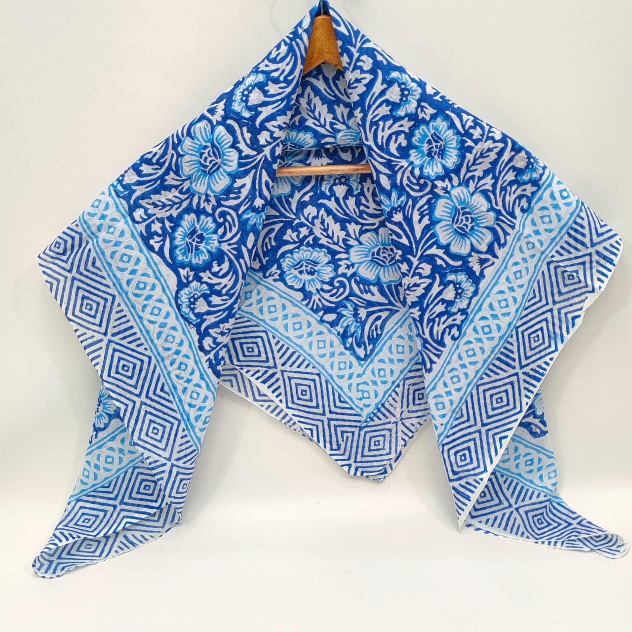 Hand Block Printed Cotton Scarf - 100x100 cm