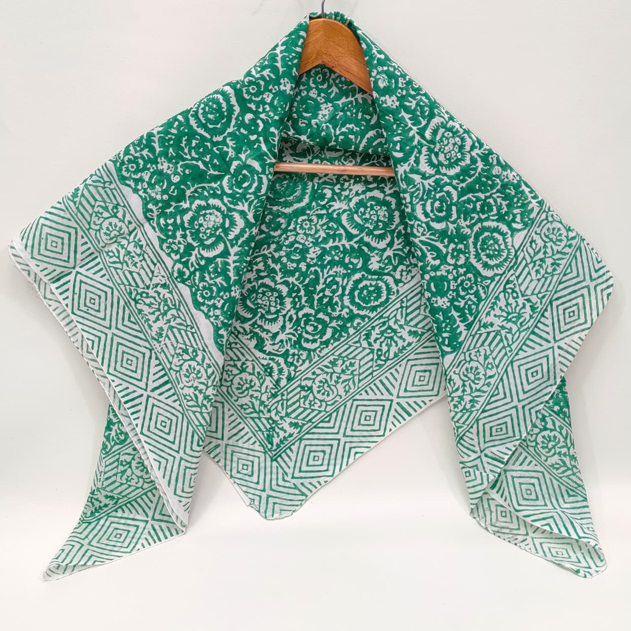 Hand Block Printed Cotton Scarf - 100x100 cm
