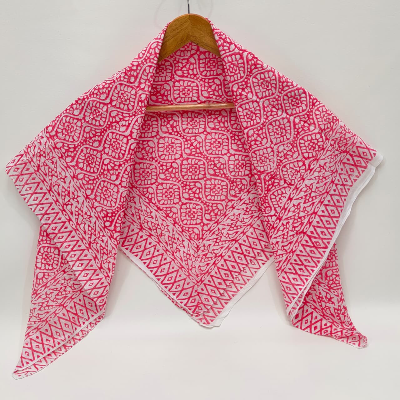 Hand Block Printed Cotton Scarf - 100x100 cm