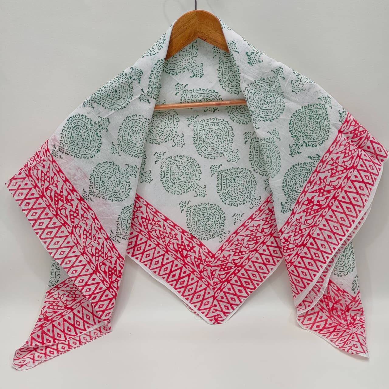 Hand Block Printed Cotton Scarf - 100x100 cm