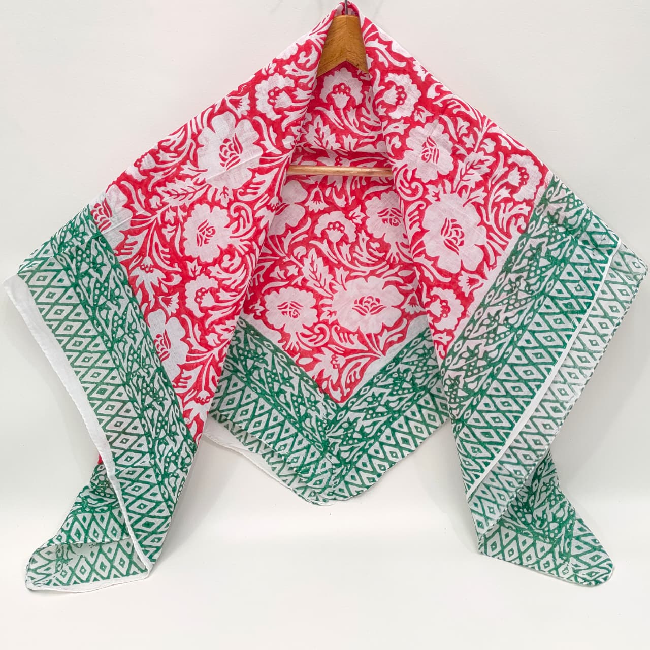 Hand Block Printed Cotton Scarf - 100x100 cm