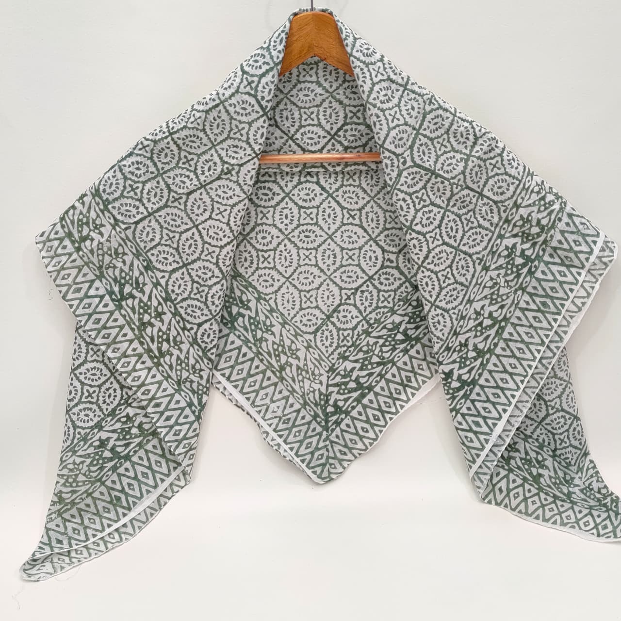 Hand Block Printed Cotton Scarf - 100x100 cm