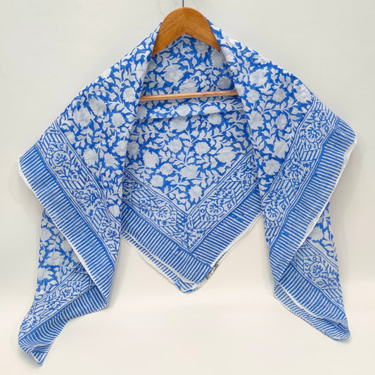 Hand Block Printed Cotton Scarf - 100x100 cm