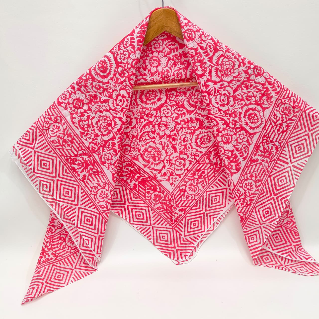 Hand Block Printed Cotton Scarf - 100x100 cm