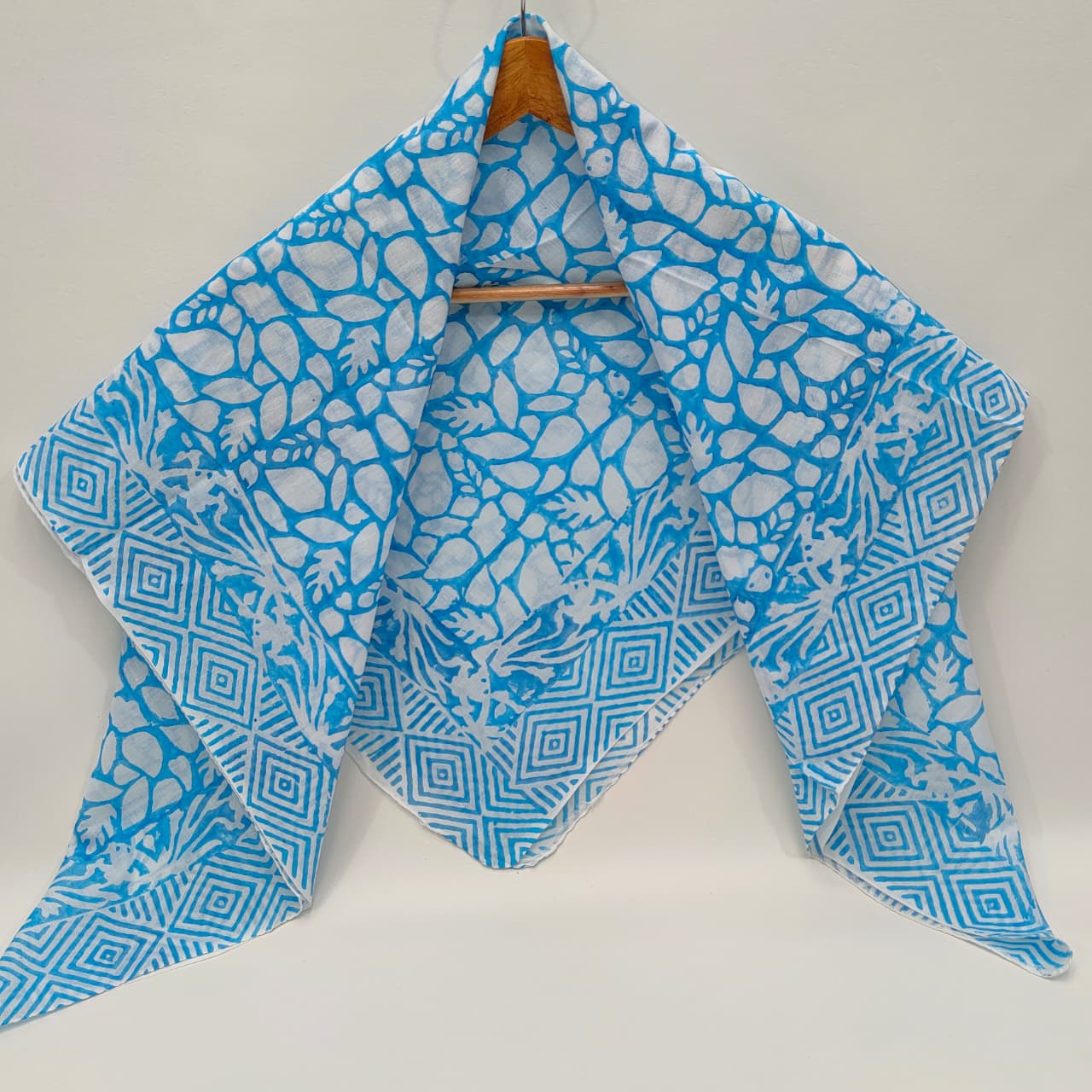 Hand Block Printed Cotton Scarf - 100x100 cm