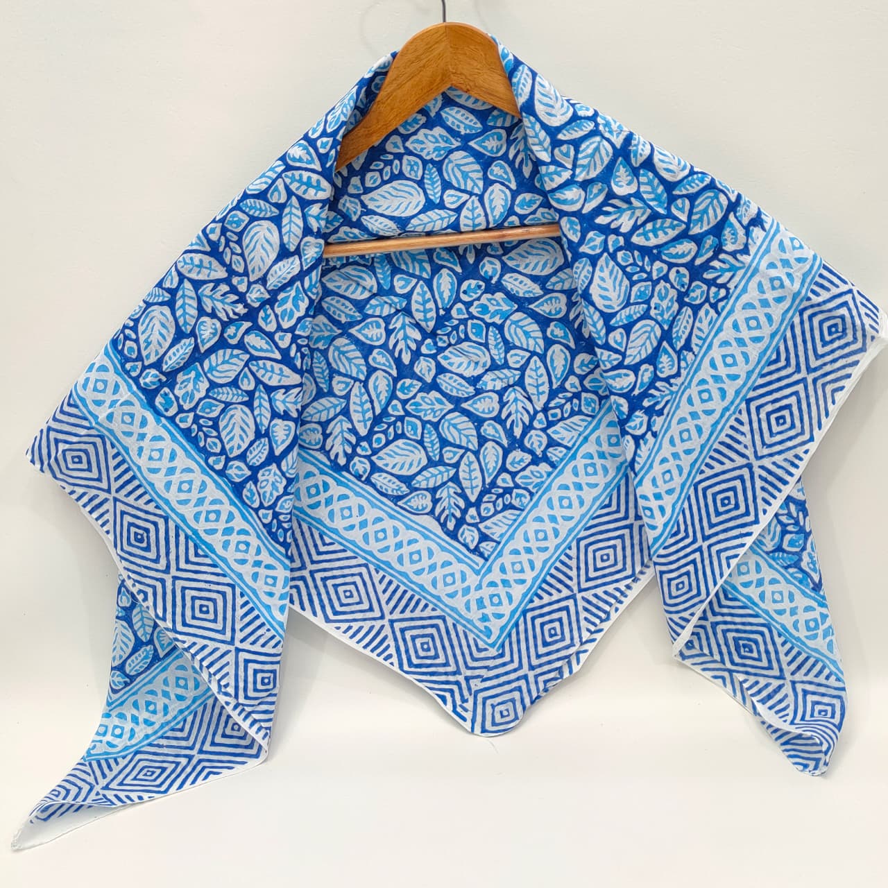 Hand Block Printed Cotton Scarf - 100x100 cm