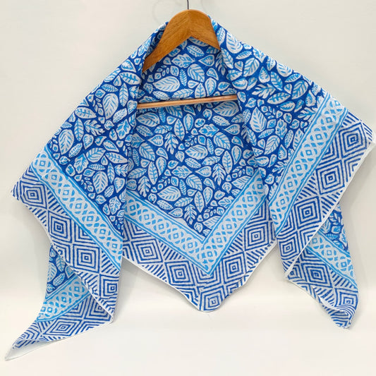 Hand Block Printed Cotton Scarf - 100x100 cm
