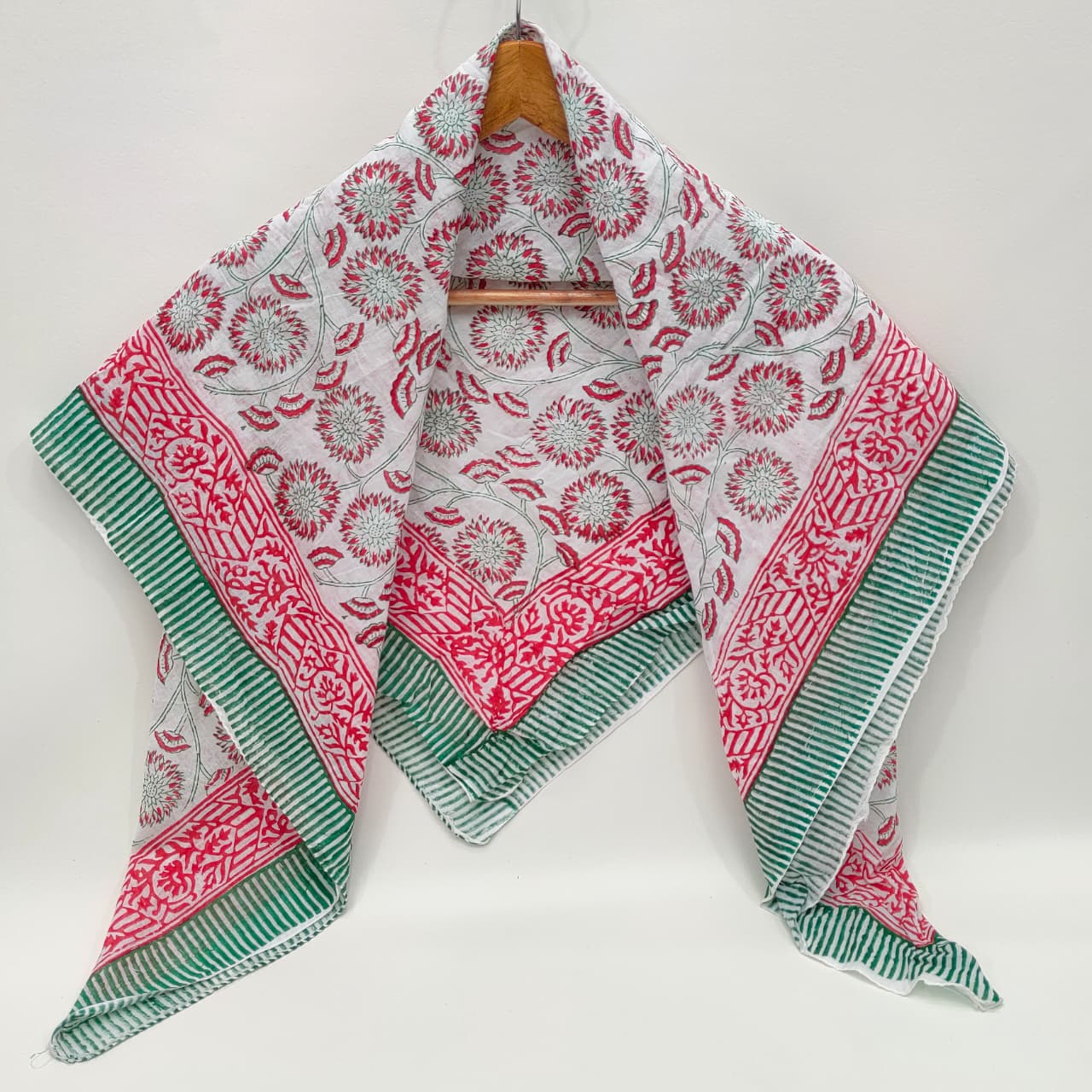 Hand Block Printed Cotton Scarf - 100x100 cm