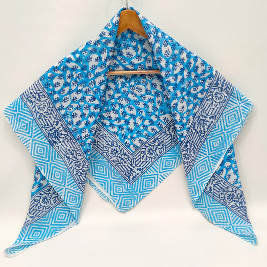Hand Block Printed Cotton Scarf - 100x100 cm