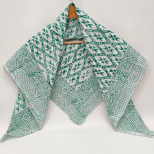 Hand Block Printed Cotton Scarf - 100x100 cm