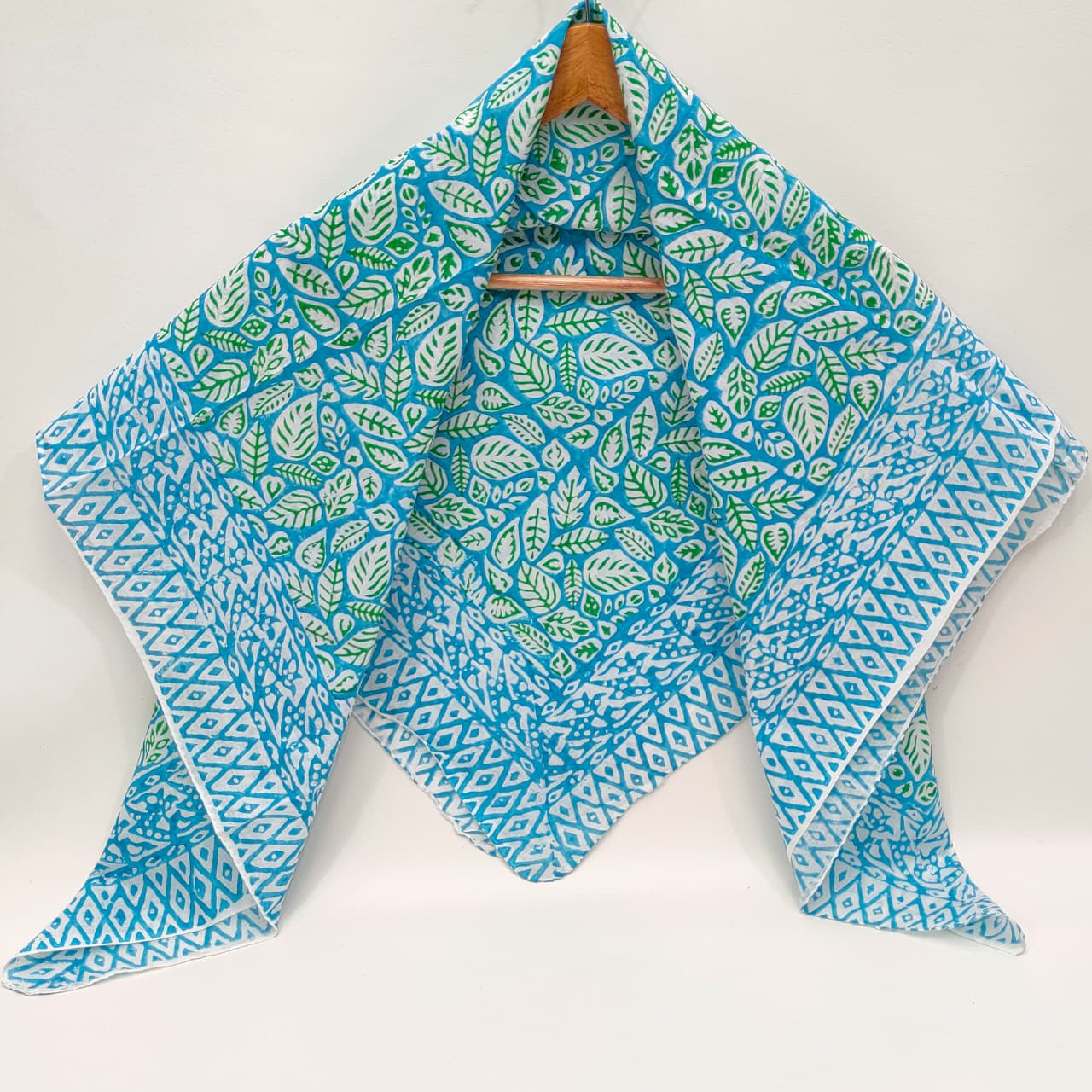 Hand Block Printed Cotton Scarf - 100x100 cm