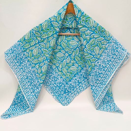 Hand Block Printed Cotton Scarf - 100x100 cm
