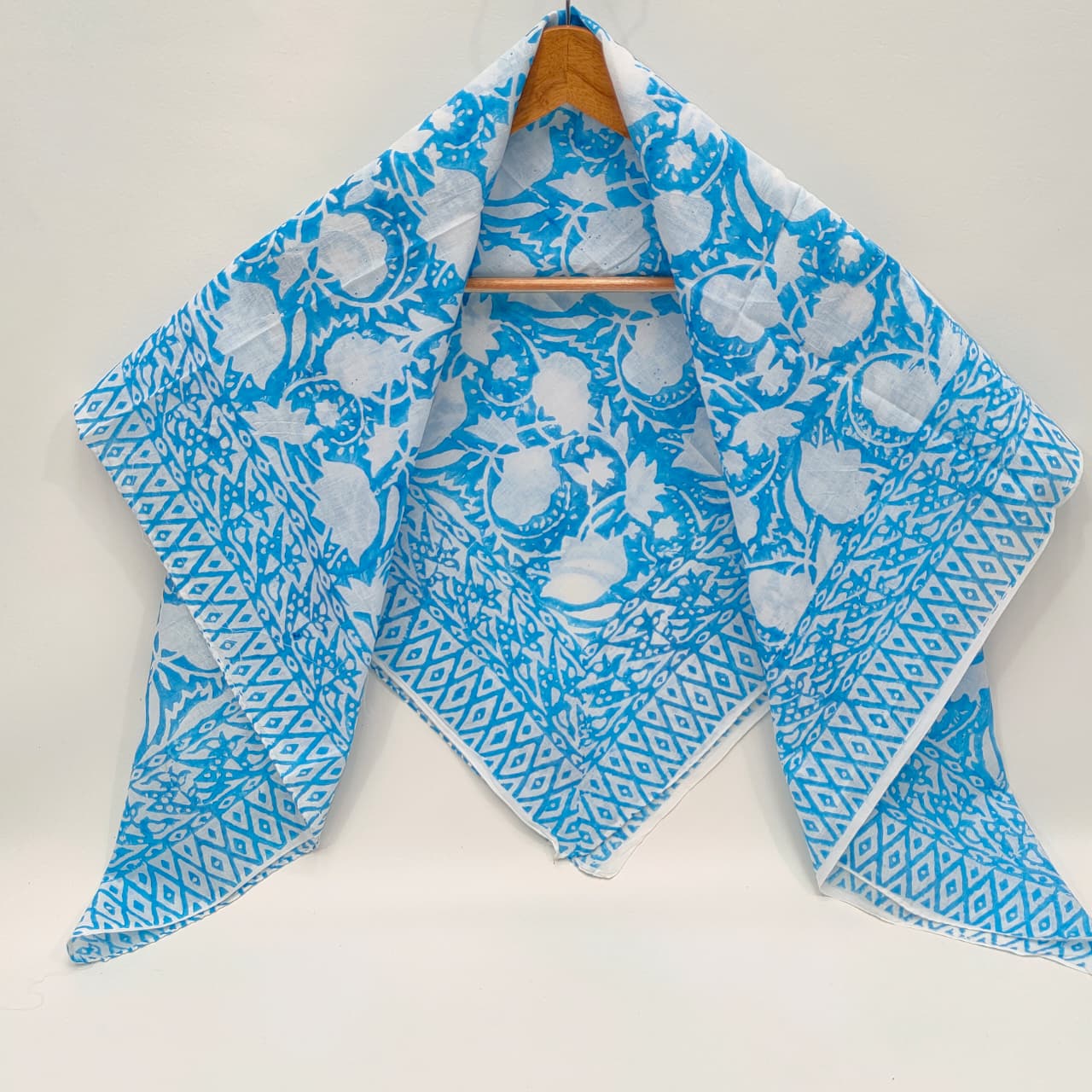 Hand Block Printed Cotton Scarf - 100x100 cm