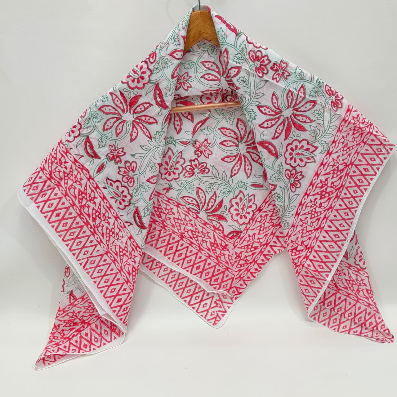 Hand Block Printed Cotton Scarf - 100x100 cm