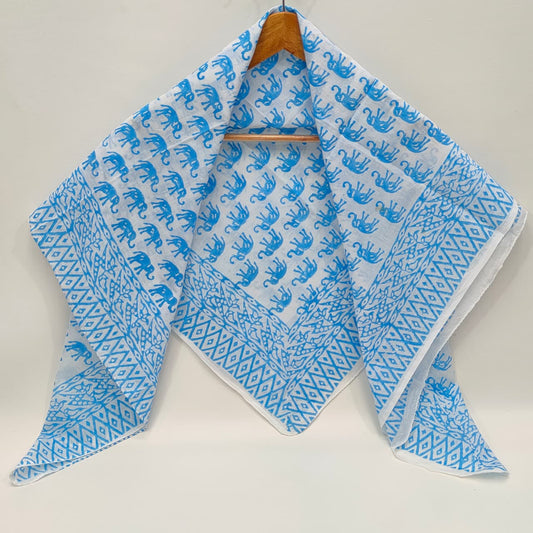 Hand Block Printed Cotton Scarf - 100x100 cm