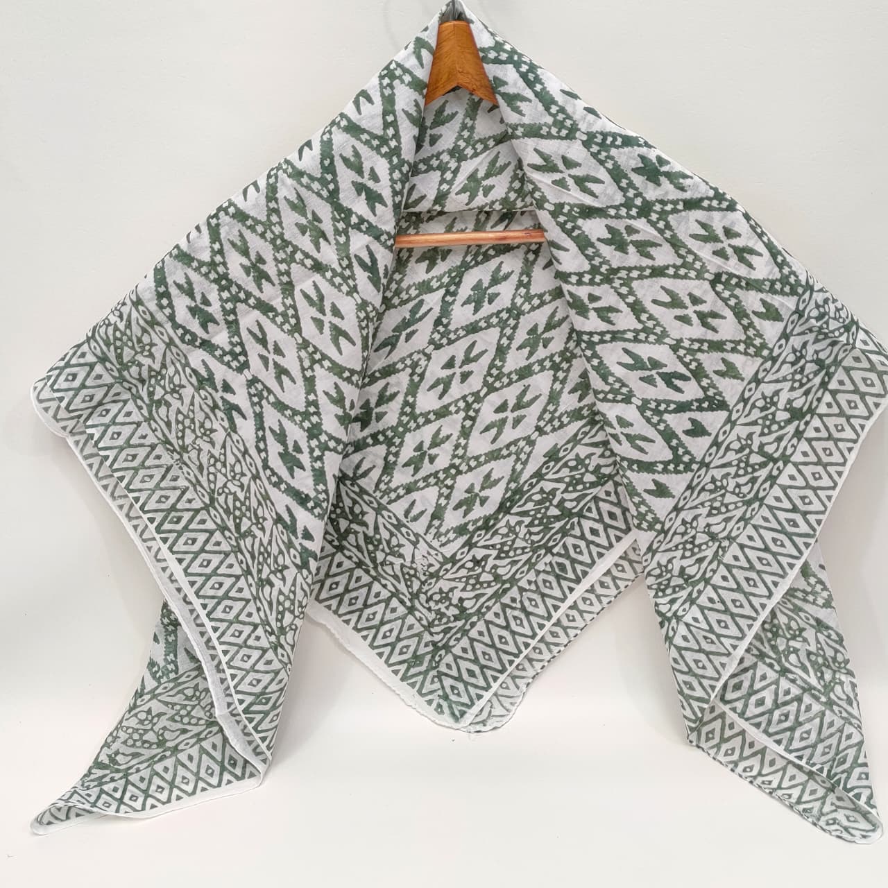 Hand Block Printed Cotton Scarf - 100x100 cm