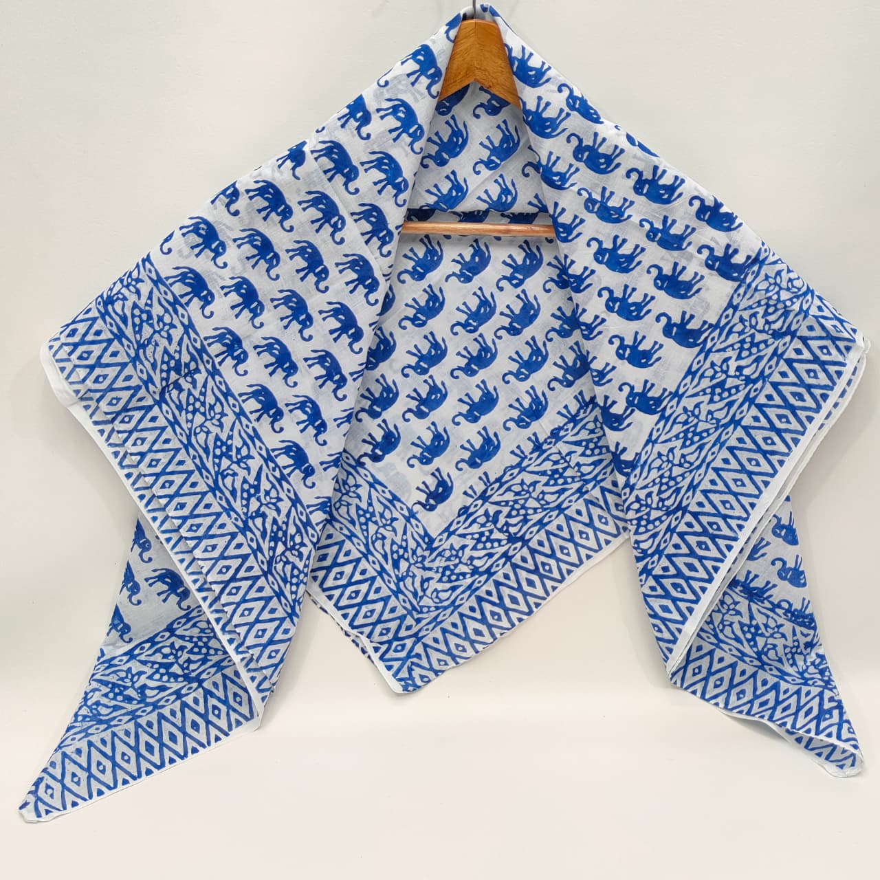 Hand Block Printed Cotton Scarf - 100x100 cm
