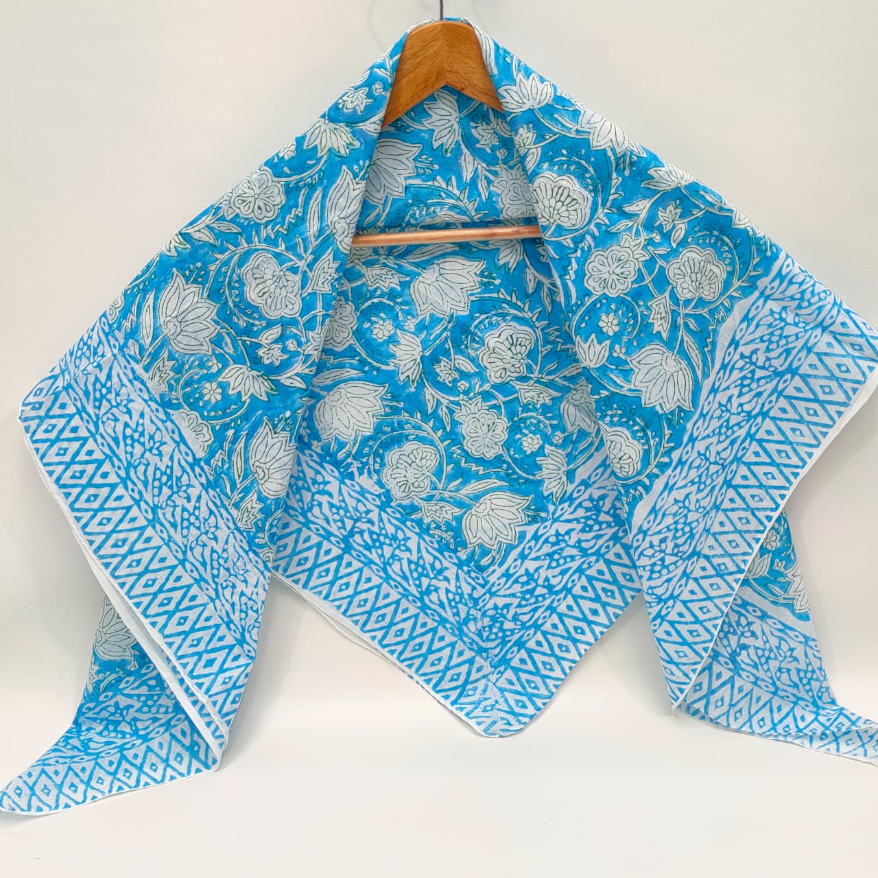 Hand Block Printed Cotton Scarf - 100x100 cm