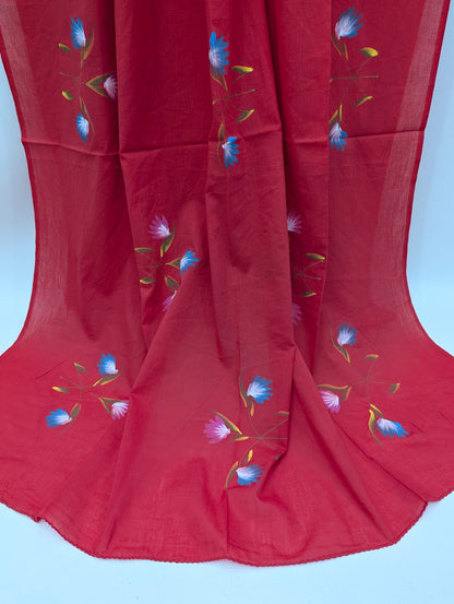 2.5 Meter Brush Paint Cotton Dupatta - TSPBPD16