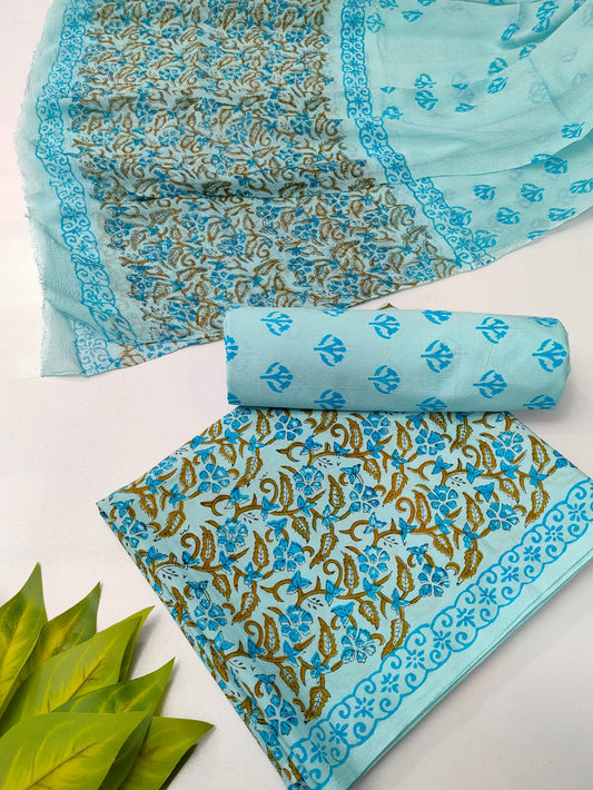 hand block chiffon salwa suit set 