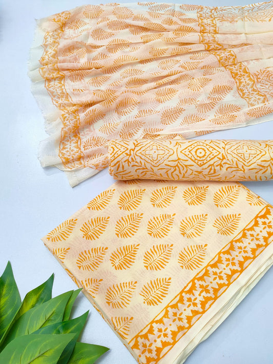 hand block chiffon salwa suit set 