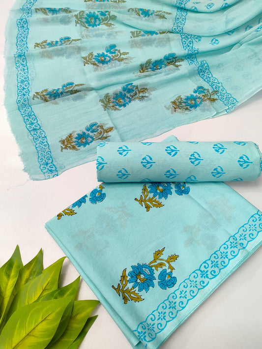 hand block chiffon salwa suit set 
