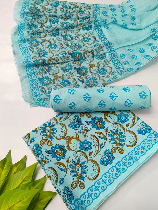 hand block chiffon salwa suit set 