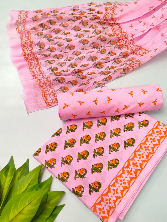 hand block chiffon salwa suit set 