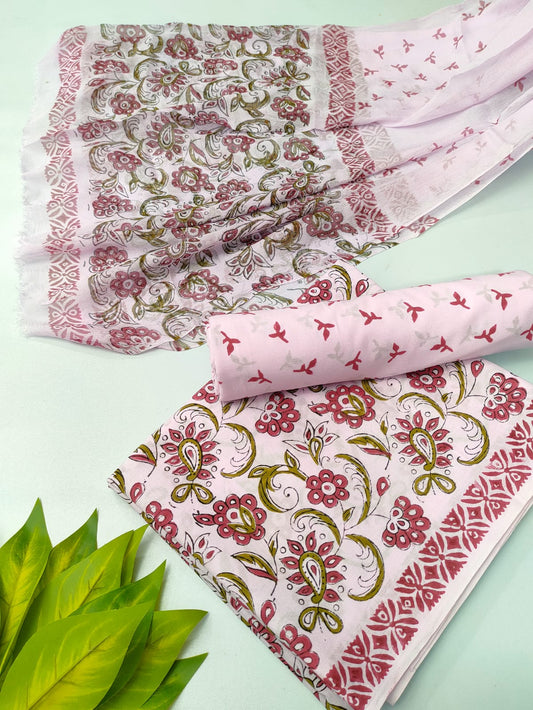 hand block chiffon salwa suit set 