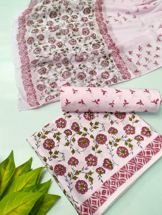 hand block chiffon salwa suit set 