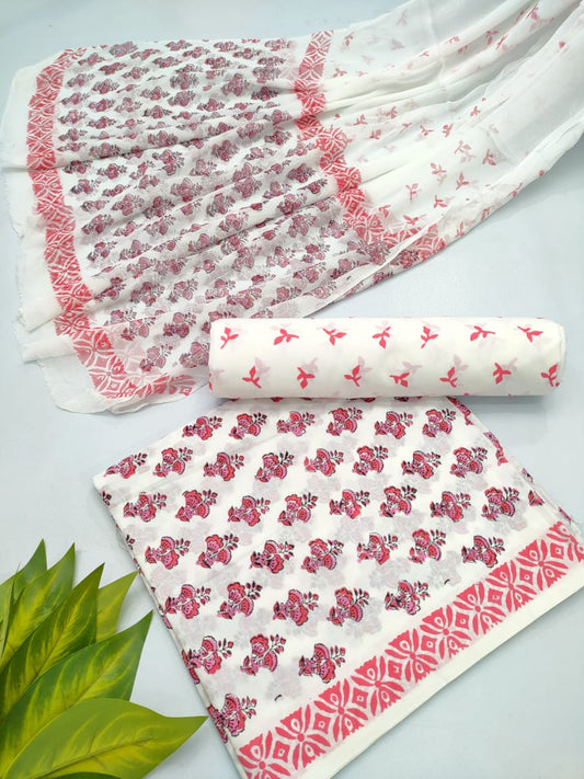 hand block chiffon salwa suit set 
