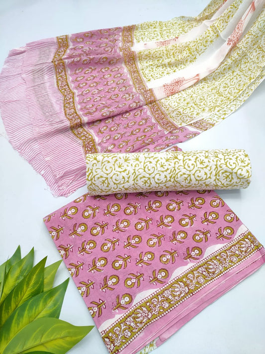 hand block chiffon salwa suit set 