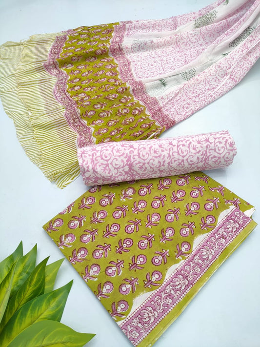 hand block chiffon salwa suit set 