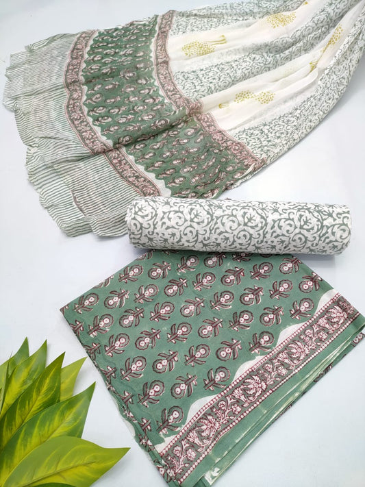 hand block chiffon salwa suit set 