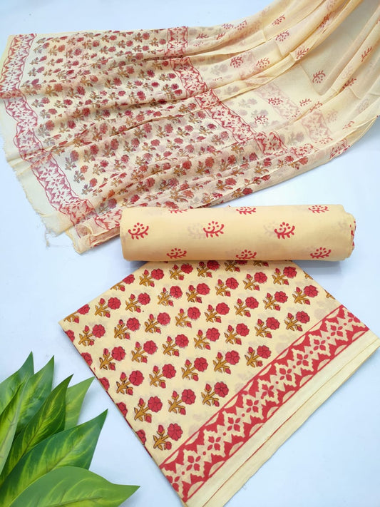 hand block chiffon salwa suit set 