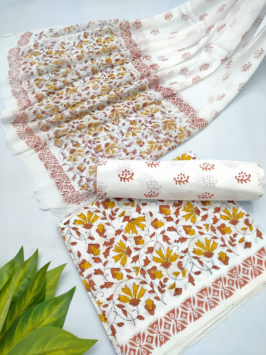 hand block chiffon salwa suit set 