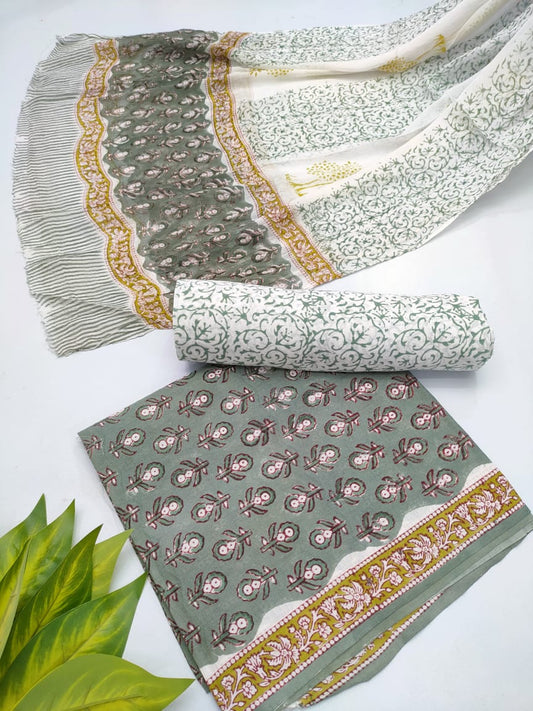 hand block chiffon salwa suit set 