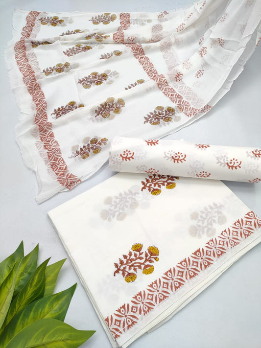 hand block chiffon salwa suit set 