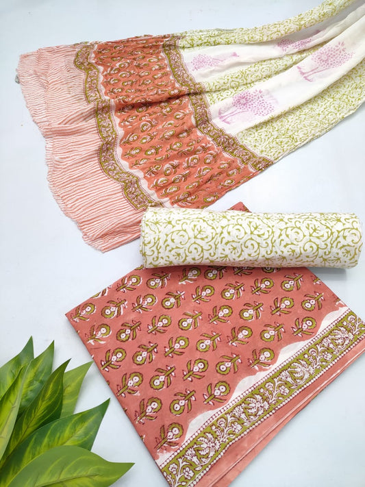 hand block chiffon salwa suit set 