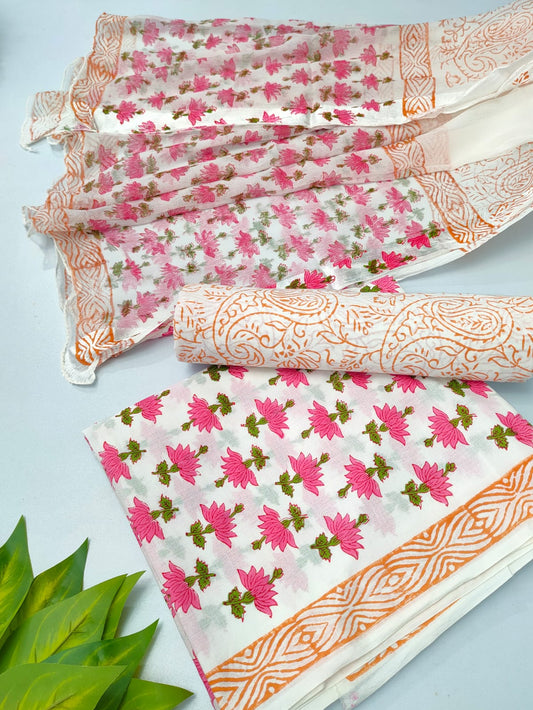 hand block chiffon salwa suit set 