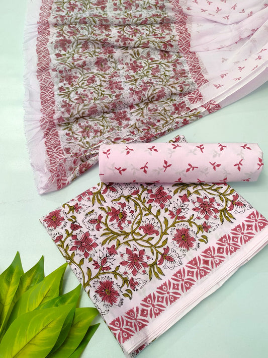 hand block chiffon salwa suit set 