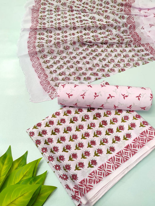 hand block chiffon salwa suit set 