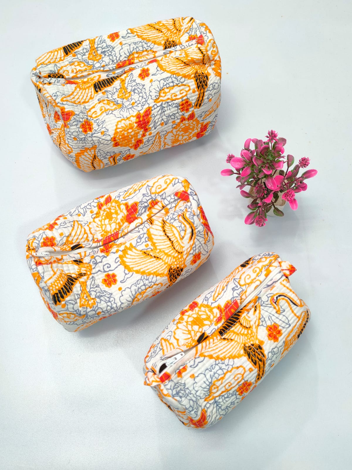 Set of 3 Pouches With A Waterproof Lining, Perfect For Cosmetics