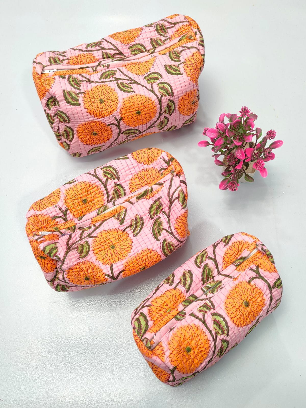 Set of 3 Pouches With A Waterproof Lining, Perfect For Cosmetics